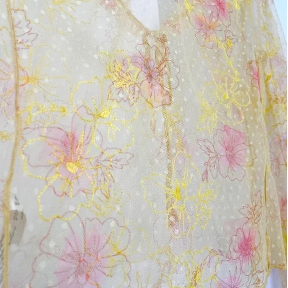 Free People Intimately Postcards from Paris Mesh Embroidered Top Blouse NWOT - Picture 10 of 13